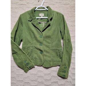 Jacob Connexion Green Corduroy Blazer Jacket Womens 9/10 Cotton 3 Button Pockets